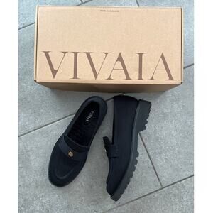 Vivaia Round-Toe Black Platform Chunky Heel Loafers (Francesca) Women Size 9